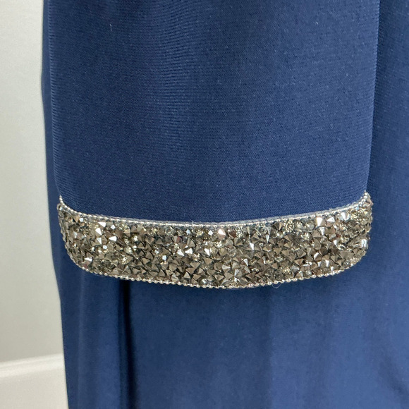 Adrianna Papell Women's Formal Dress Size 10 Blue Off the Shoulder Long Gown - Picture 9 of 14